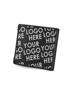 Porta Menu CUSTOM QUADRATO (23x23,1 cm) personalizzato stampa 2 facciate - solo elastico rosso - ECO NERO sp. 0.6