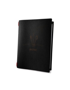 Porta Menu CUSTOM A5 (16,5x23,1 cm) "DRAFT menu" elastico nero 2 buste (4 facciate) ECO NERO sp. 0.6