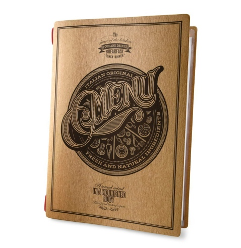 Porta Menu CUSTOM A4 (23,2x31,8 cm) 2 buste (4 facciate) con elastico sp. 0.6