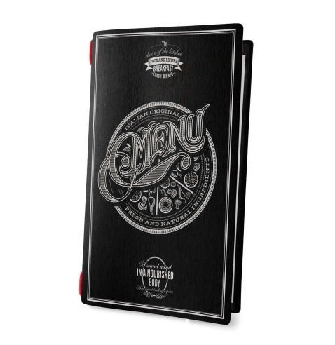 Porta Menu CUSTOM 4RE (17,4x31,8 cm) 2 buste (4 facciate) con elastico sp. 0.6
