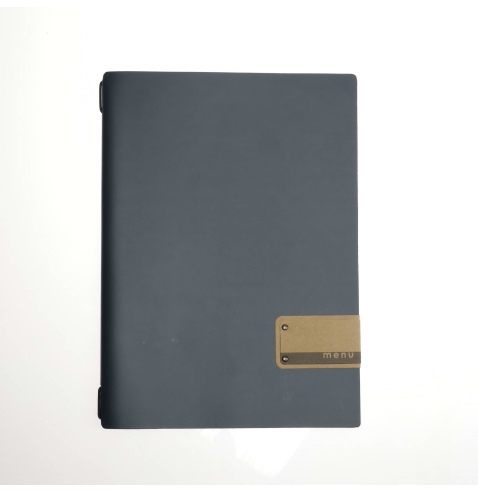 OUTLET - Porta menu in vera pelle rigenerata - formato 23,2x31,8 cm (A4) - colore blu - 2 buste