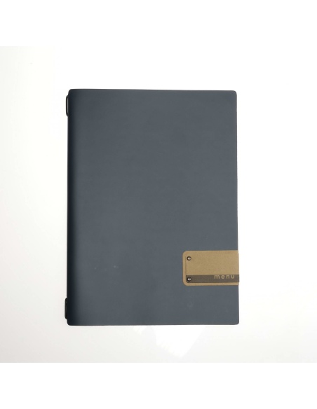 OUTLET - Porta menu in vera pelle rigenerata - formato 23,2x31,8 cm (A4) - colore blu - 2 buste