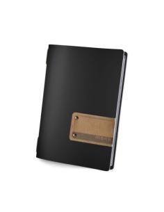 OUTLET - Porta menu in vera pelle rigenerata - formato 16,5x23,1 cm (GOLFO) - colore nero - 2 buste
