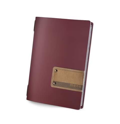 OUTLET - Porta menu in vera pelle rigenerata - formato 16,5x23,1 cm (GOLFO) - colore bordeaux - 2 buste