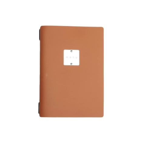 OUTLET - Porta menu in vera pelle rigenerata - formato 16,5x23,1 cm (GOLFO) - colore arancio - 2 buste
