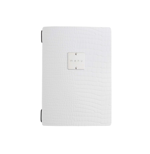 OUTLET - Porta menu in vera pelle rigenerata - formato 16,5x23,1 cm (GOLFO) - colore BIANCO KROKO - 2 buste