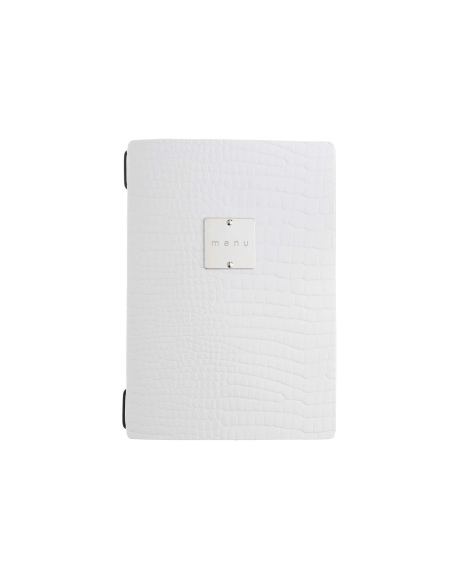 OUTLET - Porta menu in vera pelle rigenerata - formato 16,5x23,1 cm (GOLFO) - colore BIANCO KROKO - 2 buste