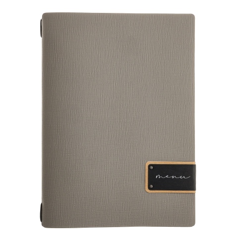 menu holder A4 (23,2x31,8 cm) GREY PATCH label "menu" 2 envelopes (4 s