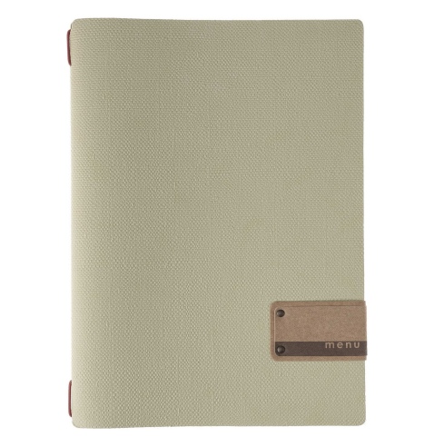 Porta Menu A4 (23,2x31,8 cm) etichetta PATCH "menu" 2 buste (4 facciate) elastico rosso JUTA VERDE
