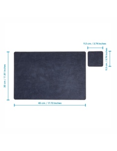 Confezione 6 TOVAGLIETTE rettangolari 45x30 cm + 6 sottobicchieri | JUTA LIGHT BLU MIRTILLO 2