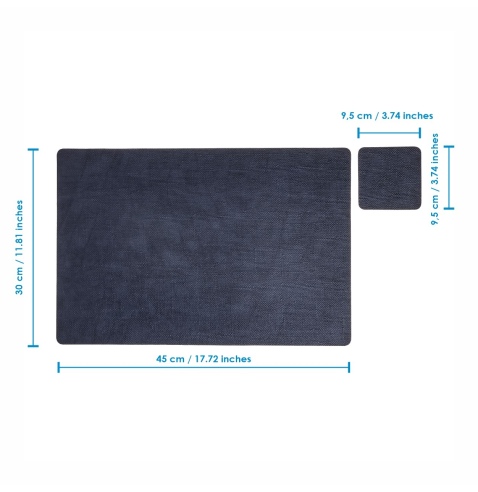 Confezione 6 TOVAGLIETTE rettangolari 45x30 cm + 6 sottobicchieri | JUTA LIGHT BLU MIRTILLO