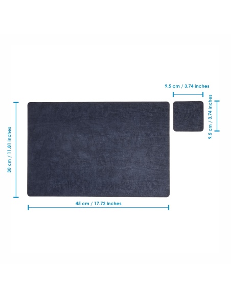 Confezione 6 TOVAGLIETTE rettangolari 45x30 cm + 6 sottobicchieri | JUTA LIGHT BLU MIRTILLO