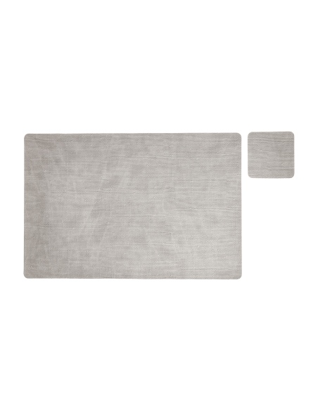 Confezione 6 TOVAGLIETTE rettangolari 45x30 cm + 6 sottobicchieri | JUTA LIGHT BIANCO OSTRICA
