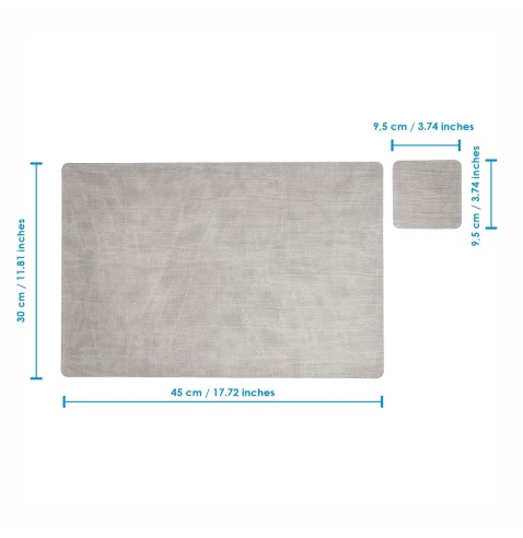Confezione 6 TOVAGLIETTE rettangolari 45x30 cm + 6 sottobicchieri | JUTA LIGHT BIANCO OSTRICA