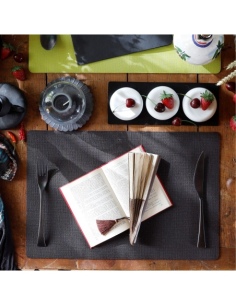 PLACEMATS 40x30 cm single piece JUTE BLACK 2