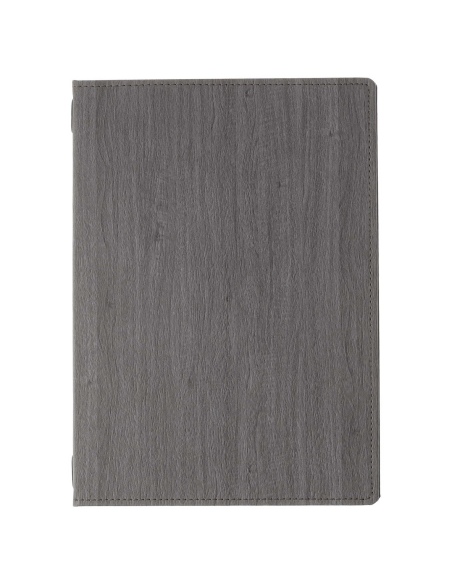 Porta Menu WOOD A4 (23,2x32 cm) | 2 buste (4 facciate) elastico nero | scritta menu | colore EBANO