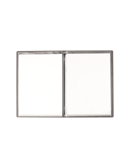 Porta Menu WOOD A5 (16,5x23,4 cm) | 2 buste (4 facciate) elastico nero | scritta menu | colore EBANO