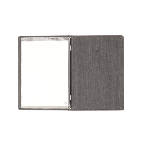 Porta Menu WOOD A5 (16,5x23,4 cm) | 2 buste (4 facciate) elastico nero | scritta menu | colore EBANO