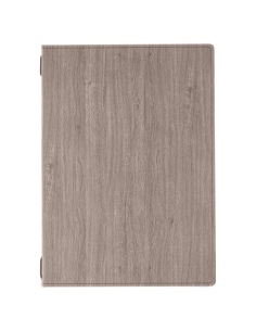Porta Menu WOOD A4 (23,2x32 cm) | 2 buste (4 facciate) elastico nero | scritta menu | colore NOCE
