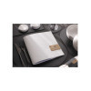menu holder 23x23,1 cm (QUADRATO) natural PATCH label "menu" 2 envelopes (4 sides) elastic FASHION WHITE OSTRICH