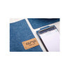 menu holder 23x23,1 cm (QUADRATO) PATCH label "personalized" (min. 18 pcs) 2 envelopes (4 sides) elastic JUTE JEANS