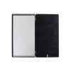 Porta Menu 17,4x31,8 cm (4RE) etichetta METAL "personalizzata" (minimo 18 pezzi) 2 buste (4 facciate) elastico nero SUGHERO NERO
