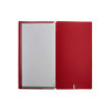 Porta Menu 17,4x31,8 cm (4RE) etichetta METAL "personalizzata" (minimo 18 pezzi) 2 buste (4 facciate) elastico rosso JUTA BICOLO